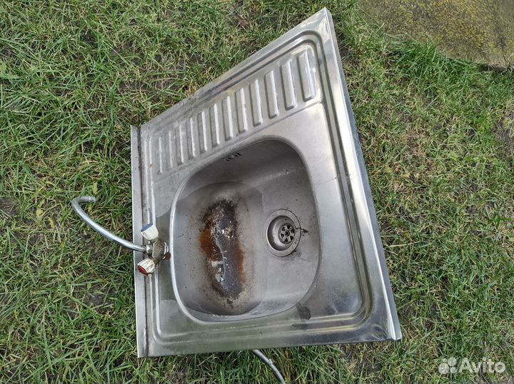 Раковина нержавейка, кран, шланги