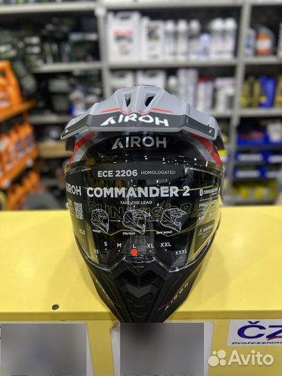 Мотошлем Airoh Commander 2 Reveal Red Fluo Matt