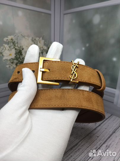 Ремень Ysl женский натуральная замша-кожа люкс