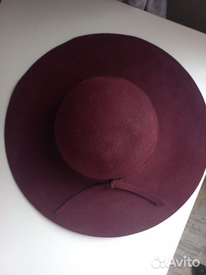 Шляпа фетровая женская бордовая