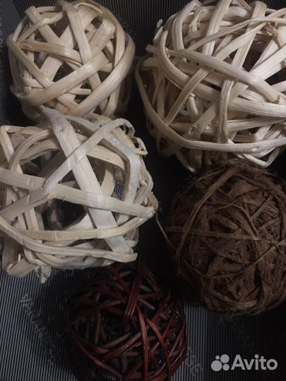 Клетка декоративная и шары из лозы для декора