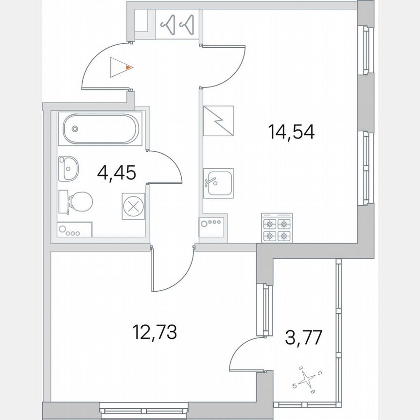 1-к. квартира, 38,9 м², 2/5 эт.