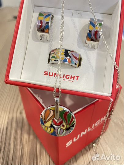 Серьги с эмалью серебро Sunlight