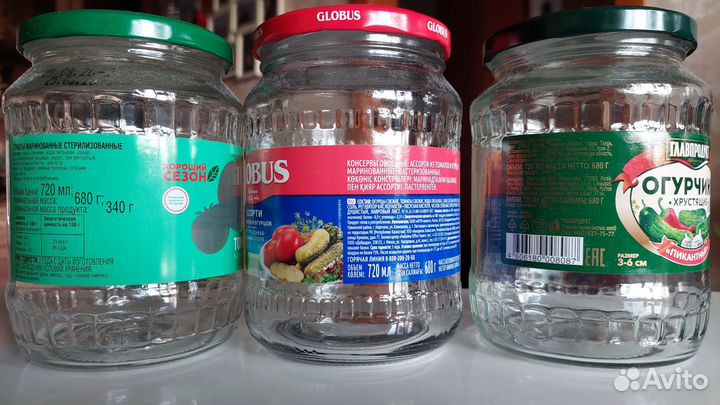 Стеклянная банка 3л,2л, 0,72 и др
