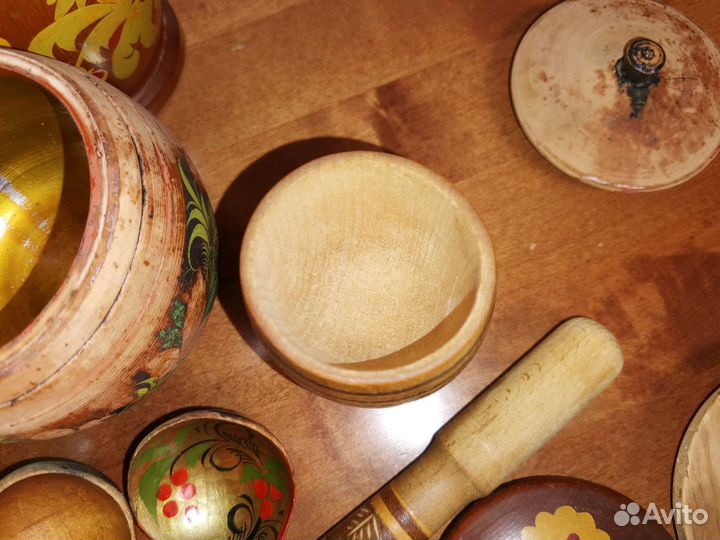 Деревянная посуда. Горшки, ложки, ступа