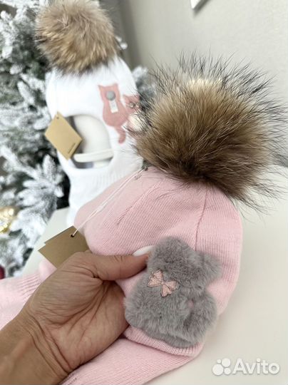 Шапка шлем новая 3-7 лет с мехом енота зима