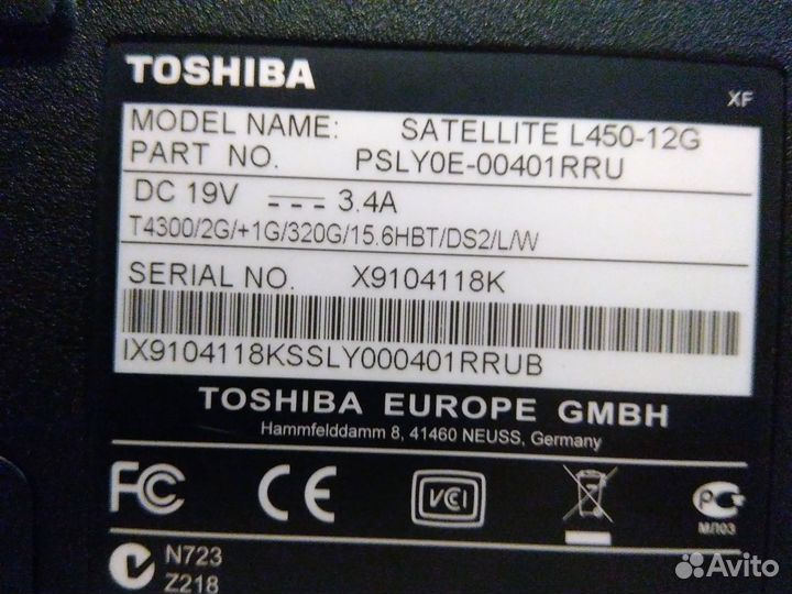 Ноутбук toshiba