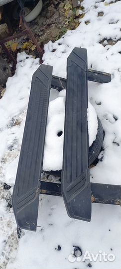 Пороги алюминиевые Rival Black для Лада 4х4