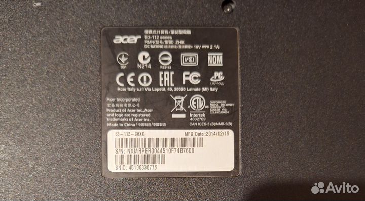 Ноутбук acer aspire e3-112