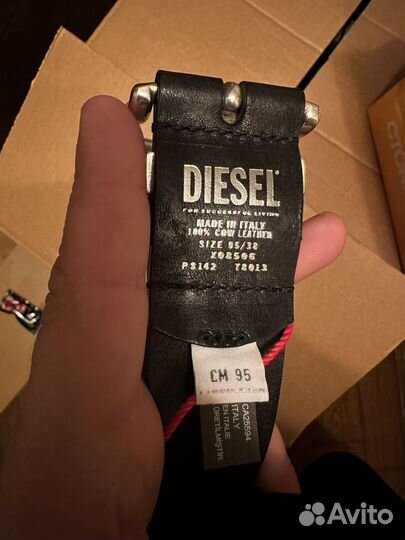 Ремень мужской diesel черный кожа Италия