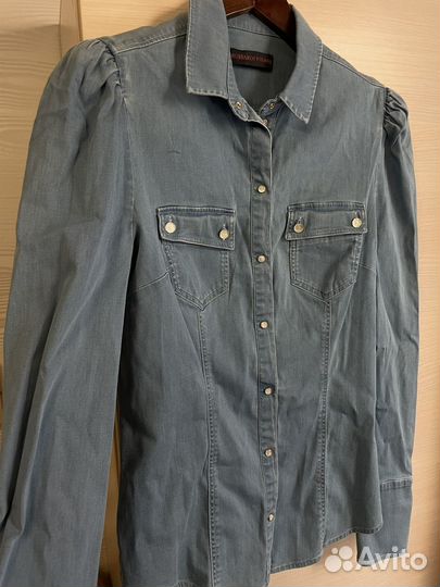 Джинсовая рубашка trussardi jeans