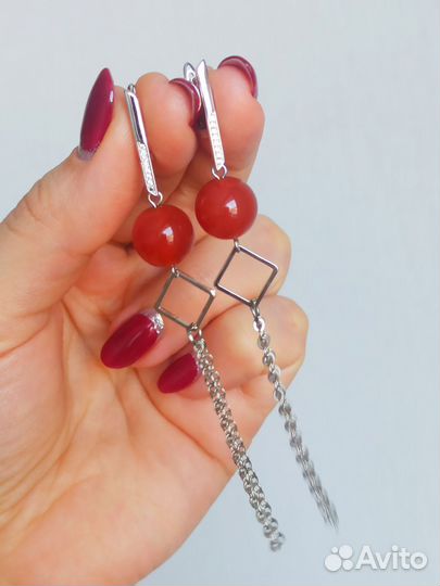Серьги с сердоликом