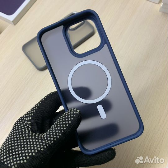 Чехол на iPhone 15 Pro Max MagSafe MetSafe синий