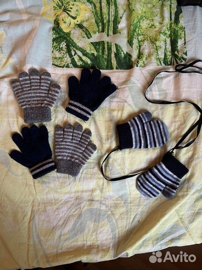 Шапка балаклава на 1-1,5 года, перчатки