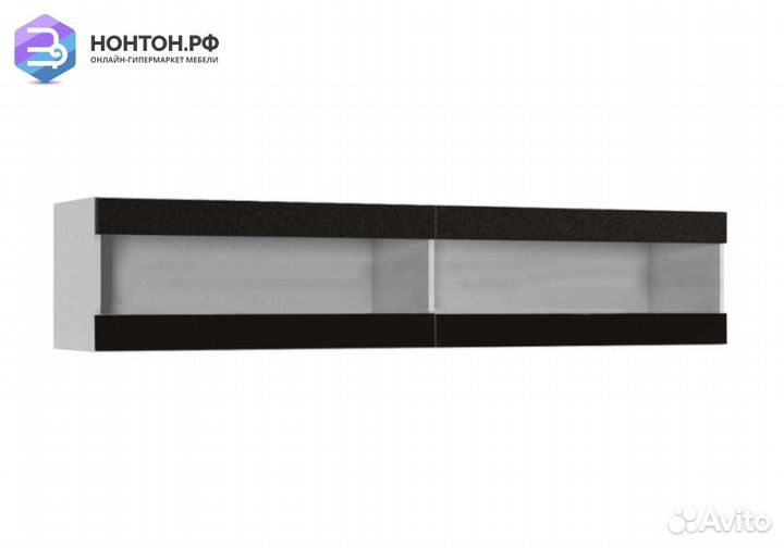 Тумба навесная Флорис 2 черный глянец / белый