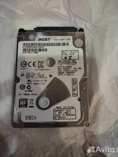 Жёсткий диск hgst 500GB HTS545050A7E680