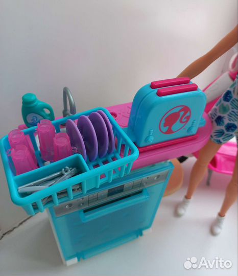 Кукла Barbie и скутер + посудомойка оригинал
