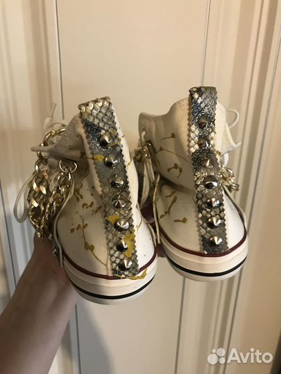 Кеды белые с цепями