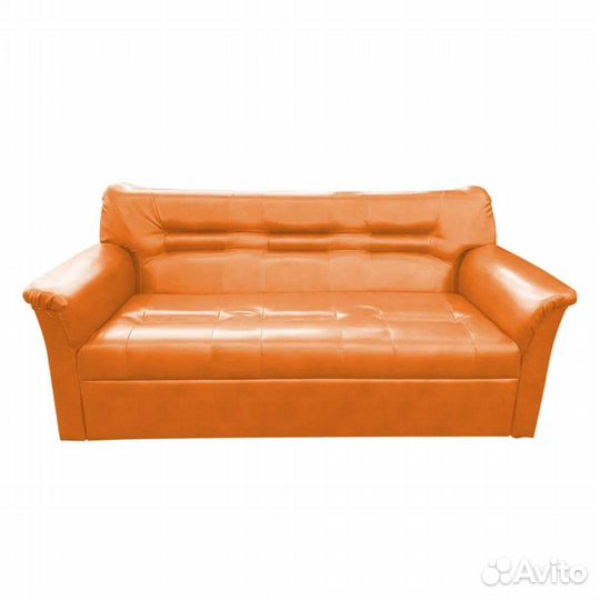 Диван прямой трёхместный / Оранжевая экокожа