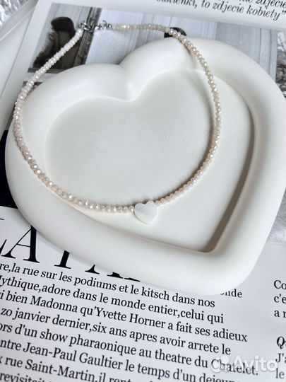 Чокер блестящий с перламутром