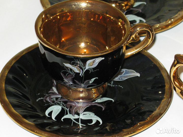 Кофейный черно-золотой сервиз 