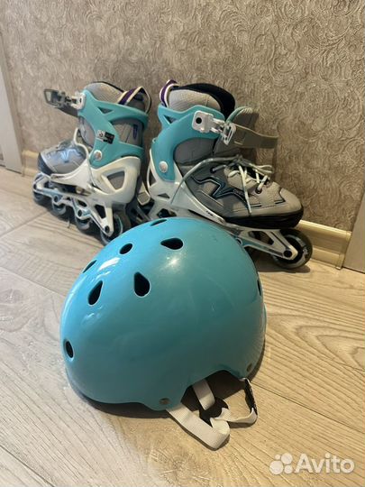 Роликовые коньки детские раздвижные и шлем