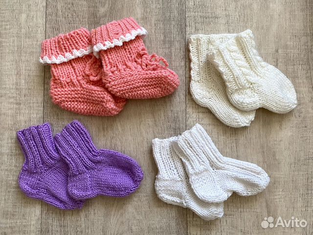 Вязаные носки пинетки ребенку 10 см