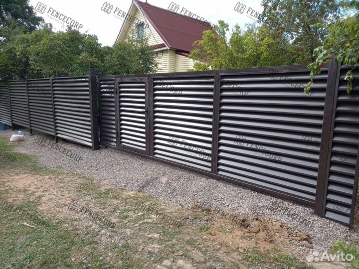 Откатные ворота из штакетника на дачу