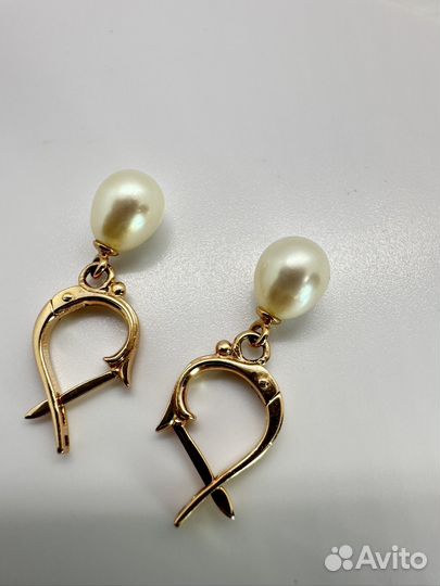 Серьги 585 пробы с жемчугами