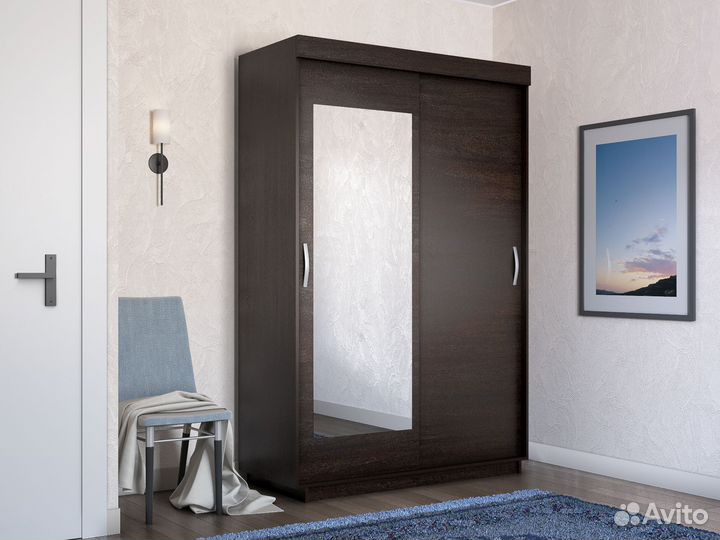 Шкаф-купе с зеркалом шириной 1 м