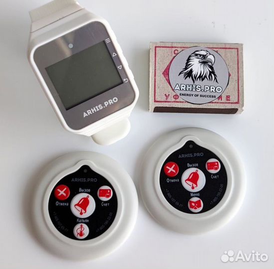 Кнопка вызова официанта Слим в ассортименте, часы