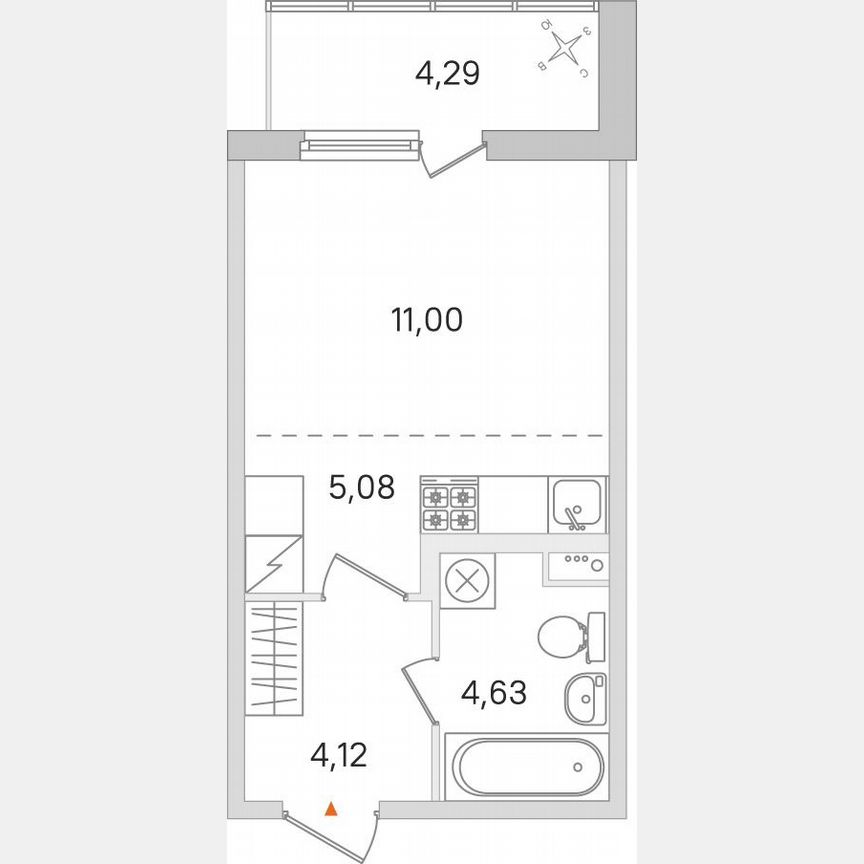 Квартира-студия, 26,1 м², 1/8 эт.