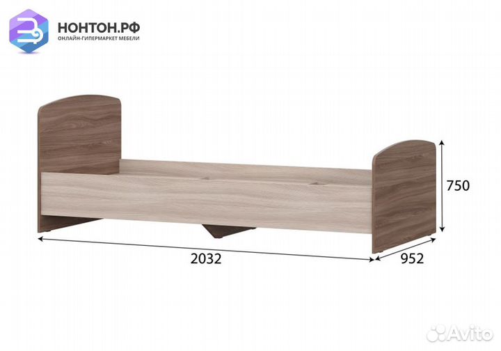 Кровать Город одинарная 0.9 м ясень шимо темный