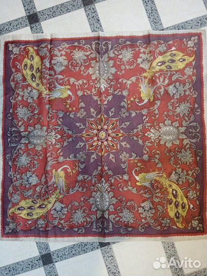 Платок СССР Калерии Кукулиевой с Палехским принтом