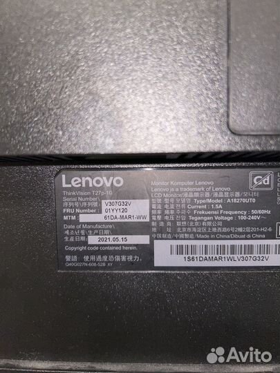 Монитор lenovo thinkvision T27p-10