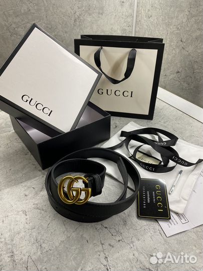 Ремень кожаный Gucci в фирменной упаковке