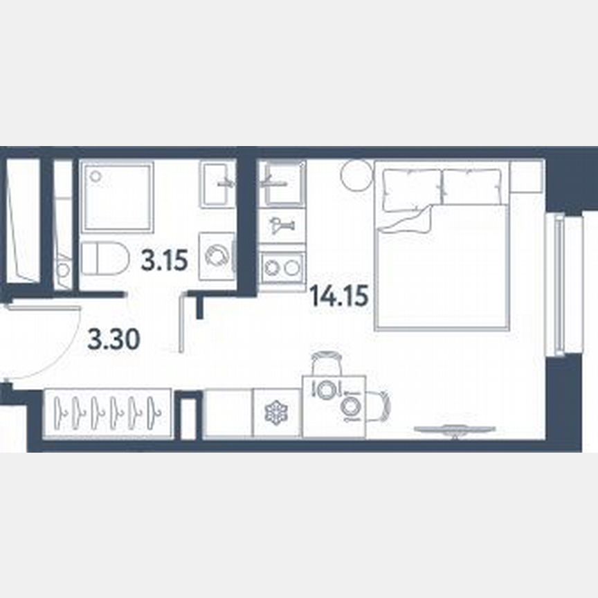 Апартаменты-студия, 20,6 м², 11/16 эт.