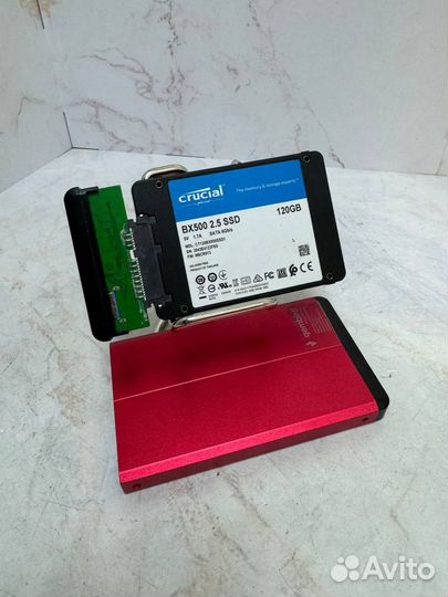 SSD накопитель 120GB crusial + контейнер для накоп