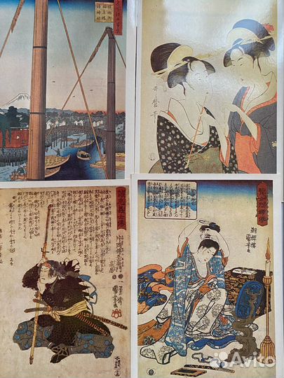 Японская живопись. Репродукция. Винтаж