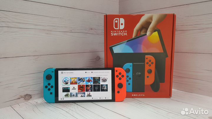 Nintendo Switch Oled Красно-Синяя + 256Gb + Игры