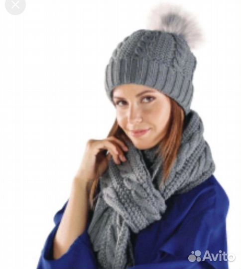 Вязанная шапка+шарф жен