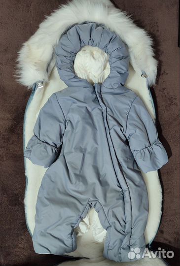 Зимний конверт -комбез на выписку