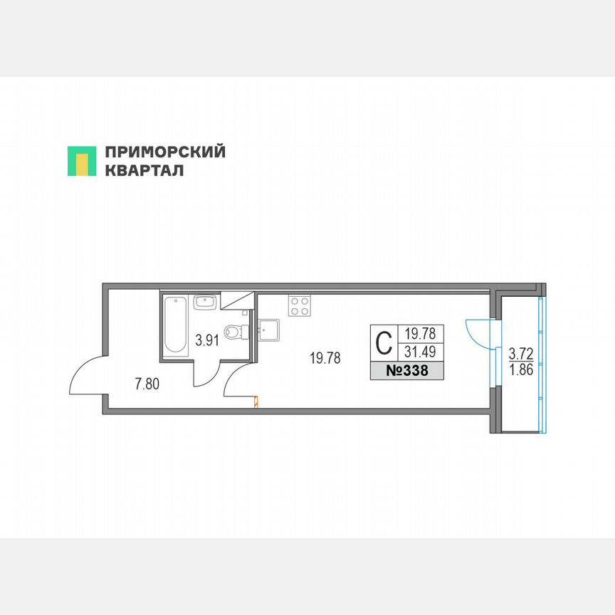 Квартира-студия, 31,4 м², 10/19 эт.