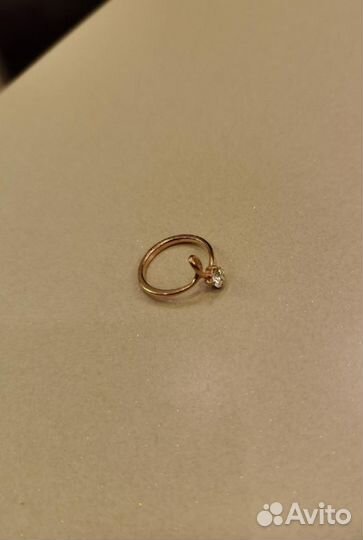 Золотое кольцо, 16 размер 585, с фианитом 1,8 гр