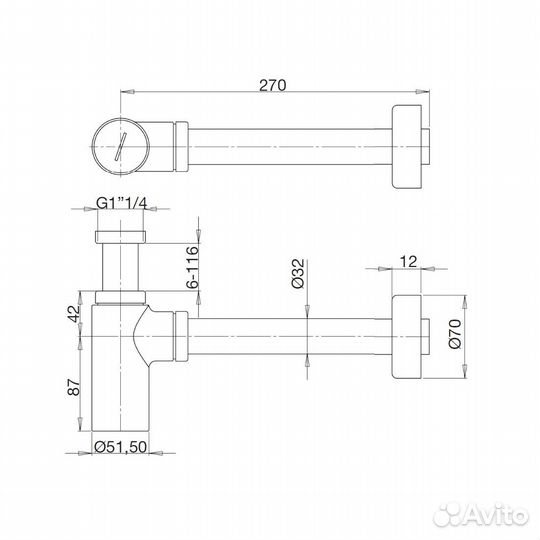 Сифон для раковины Webert AC0020010, золото