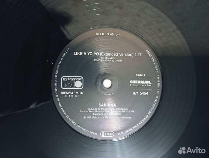 LP Sabrina - Like A Yo-Yo Germany Metronome 1989г