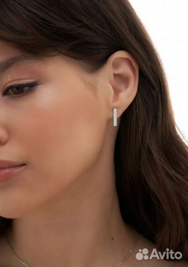 Серьги пуссеты серебро, подвеска