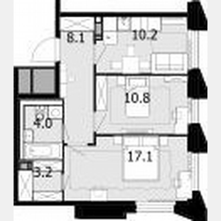 2-к. квартира, 53,4 м², 13/20 эт.