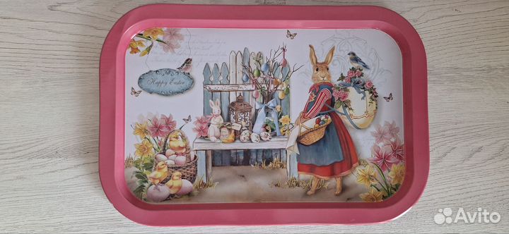 Поднос металлический пасхальный новый
