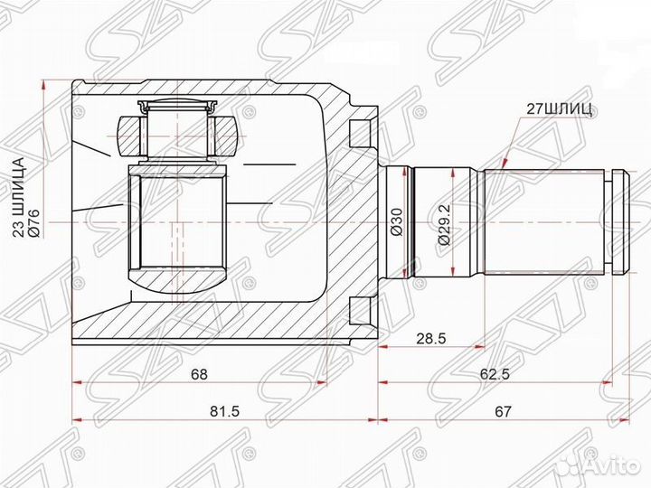 Шрус внутренний передний Крета Creta 1.6 АКПП 2WD